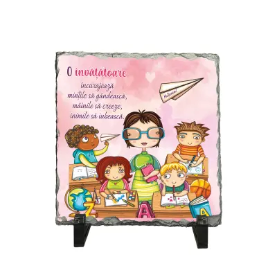 O invatatoare incurajeaza mintile sa... piatra ardezie personalizata, cu mesaj model, pa108